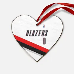Деревянная игрушка Сердце Форма Portland Trail Blazers белая
