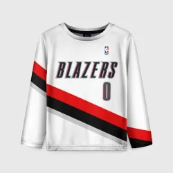 Детский лонгслив 3D Форма Portland Trail Blazers белая