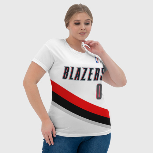 Женская футболка 3D Форма Portland Trail Blazers белая, цвет 3D печать - фото 6