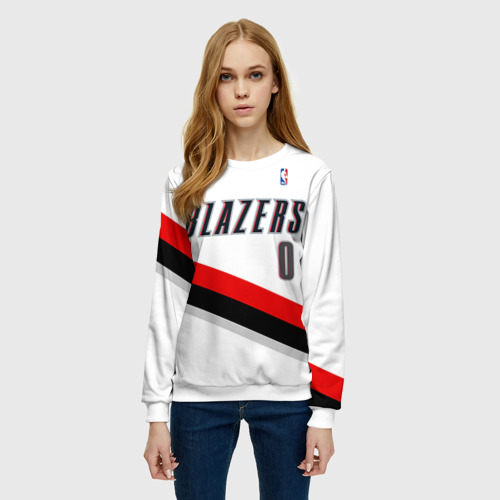 Женский свитшот 3D Форма Portland Trail Blazers белая, цвет 3D печать - фото 3