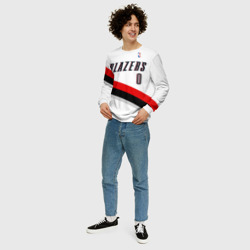 Свитшот с принтом Форма Portland Trail Blazers белая для мужчины, вид на модели спереди №3. Цвет основы: белый
