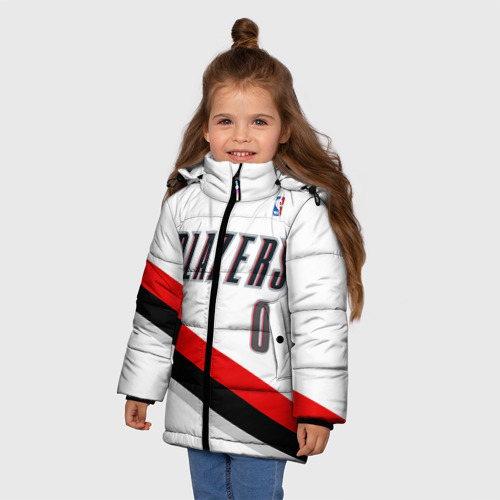 Зимняя куртка для девочек 3D Форма Portland Trail Blazers белая, цвет черный - фото 3