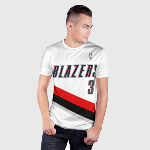 Мужская футболка 3D Slim Форма Portland Trail Blazers белая, цвет 3D печать - фото 3