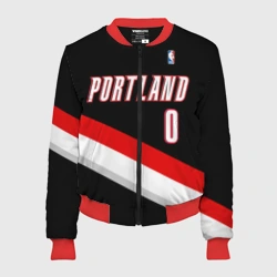 Женский бомбер 3D Форма Portland Trail Blazers чёрная