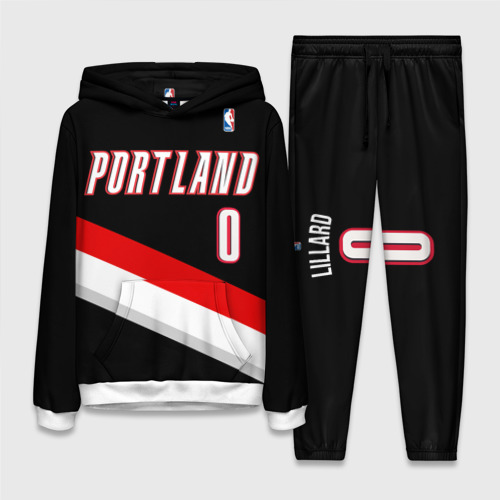 Женский костюм с толстовкой 3D Форма Portland Trail Blazers чёрная, цвет белый