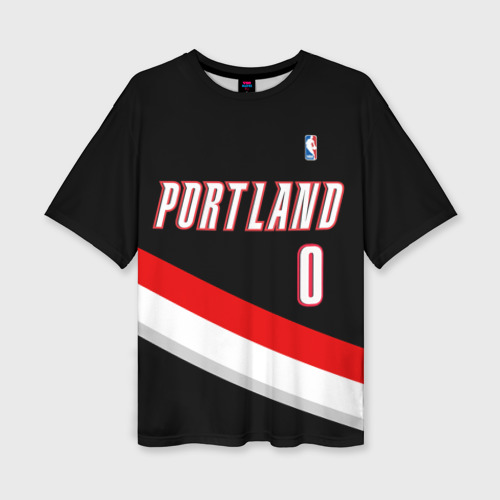 Женская футболка oversize 3D Форма Portland Trail Blazers чёрная, цвет 3D печать