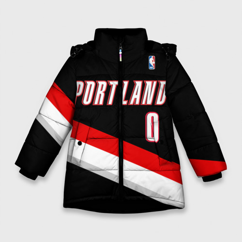 Зимняя куртка для девочек 3D Форма Portland Trail Blazers чёрная, цвет черный