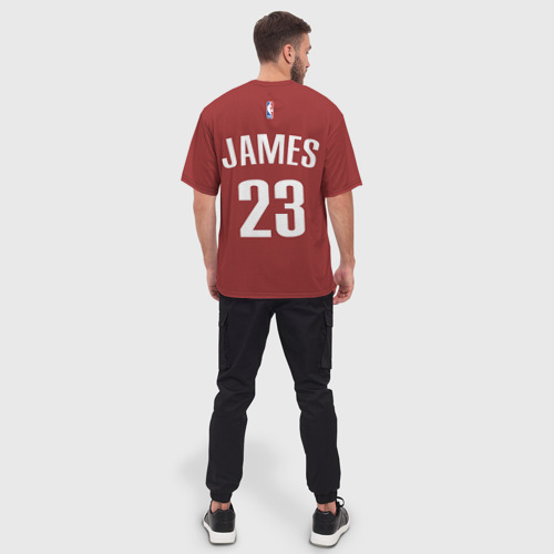 Мужская футболка oversize 3D Форма Cavaliers Cleveland красная, цвет 3D печать - фото 4