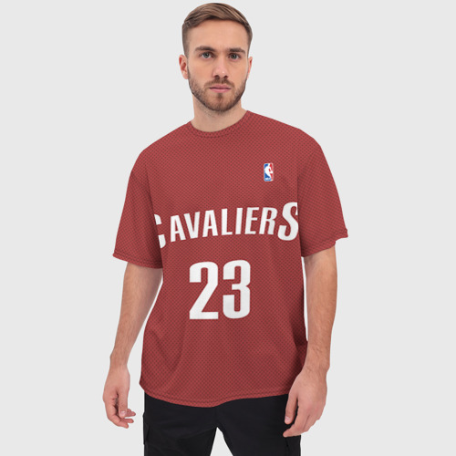 Мужская футболка oversize 3D Форма Cavaliers Cleveland красная, цвет 3D печать - фото 3