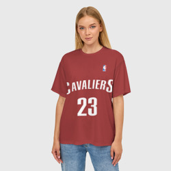 Женская футболка oversize 3D Форма Cavaliers Cleveland красная - фото 2