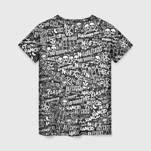 Женская футболка 3D с принтом Панк-рок стикербомбинг, вид сзади #1