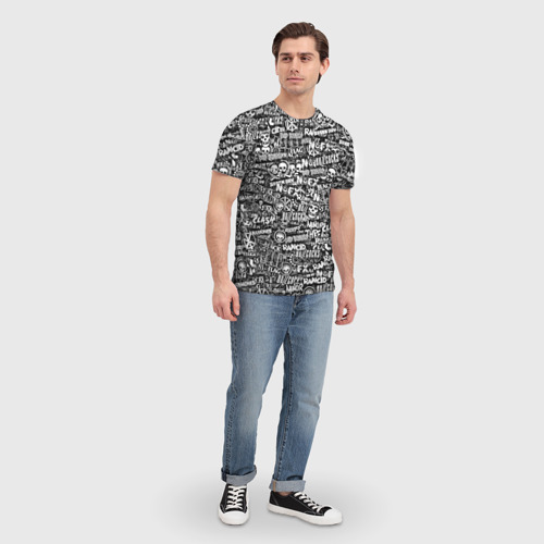Мужская футболка 3D Панк-рок. стикербомбинг, цвет 3D печать - фото 5