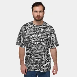 Мужская футболка oversize 3D Панк-рок. стикербомбинг - фото 2