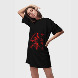 Платье-футболка 3D Японские иероглифы - самурай - фото 2