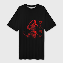 Платье-футболка 3D Японские иероглифы - самурай