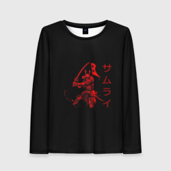 Женский лонгслив 3D Японские иероглифы - самурай