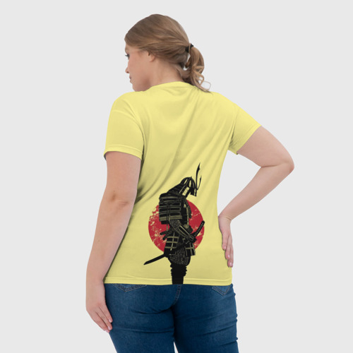 Женская футболка 3D с принтом Японский самурай (честь), вид сзади #2
