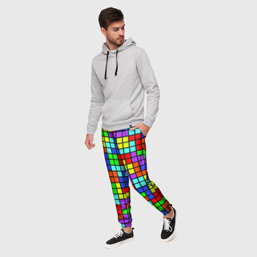 Мужские брюки 3D Тетрис, цвет 3D печать - фото 3