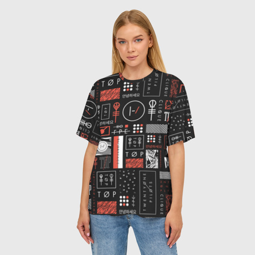 Женская футболка oversize 3D Twenty One Pilots, цвет 3D печать - фото 3