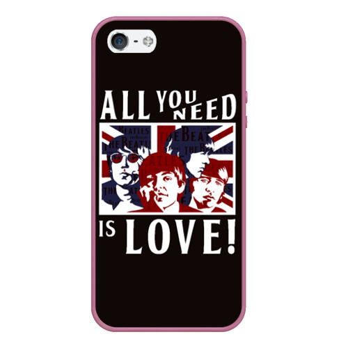 Чехол для iPhone 5/5S матовый All You Need Is Love, цвет розовый