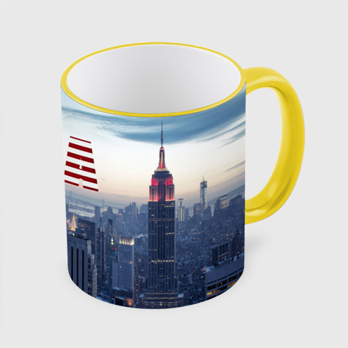 Кружка с полной запечаткой Город New York, цвет Кант желтый - фото 3