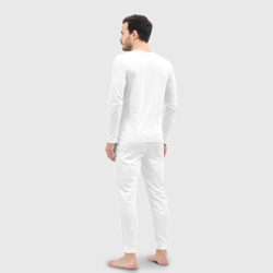 Пижама с принтом Кот прорвался для мужчины, вид на модели сзади №2. Цвет основы: белый