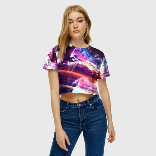 Женская футболка Crop-top 3D Cyberpank 2077, цвет 3D печать - фото 4