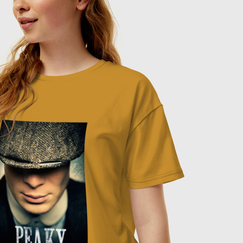 Женская футболка хлопок Oversize Peaky Blinders, цвет горчичный - фото 3