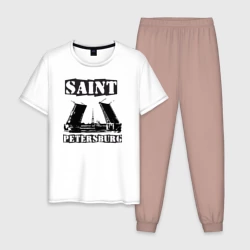 Мужская пижама с белой футболкой хлопок Санкт-Петербург