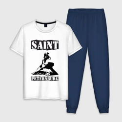 Мужская пижама с белой футболкой хлопок Санкт-Петербург. Петр I