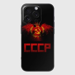 Чехол для iPhone 16 Pro силиконовый с защитой камеры СССР орел