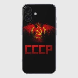 Чехол для iPhone 16 силиконовый с защитой камеры СССР орел