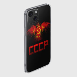 Чехол для iPhone 15 силиконовый с защитой камеры СССР орел - фото 2