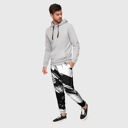Мужские брюки 3D Чёрно-белый, цвет 3D печать - фото 3