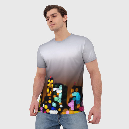 Мужская футболка 3D Городские огни, цвет 3D печать - фото 3