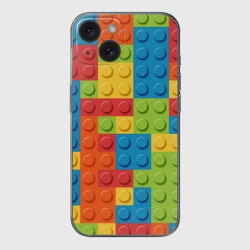 Чехол для iPhone 15 силиконовый с защитой камеры Лего конструктор