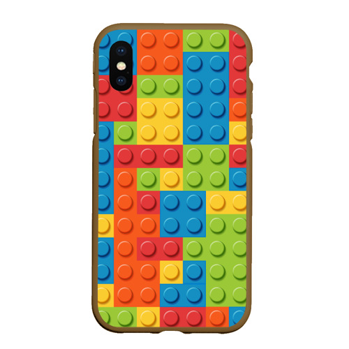 Чехол для iPhone XS Max матовый Лего, цвет коричневый