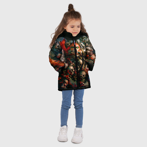 Зимняя куртка для девочек 3D WH40k черепа, цвет черный - фото 5