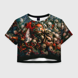 Женская футболка Crop-top 3D WH40k черепа