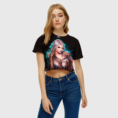 Женская футболка Crop-top 3D Цири 1, цвет 3D печать - фото 4