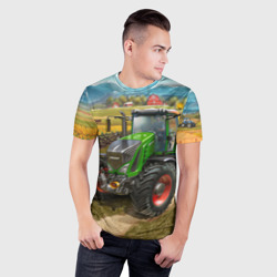 Мужская футболка 3D Slim Farming simulator 2 - фото 2