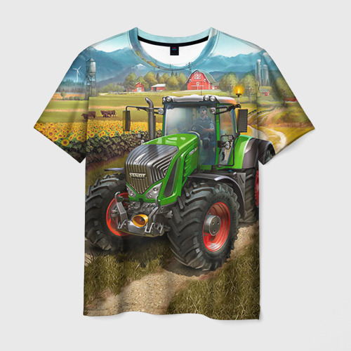 Мужская футболка с принтом Farming simulator 2, вид спереди №1