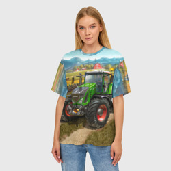 Женская футболка oversize 3D Farming simulator 2 - фото 2