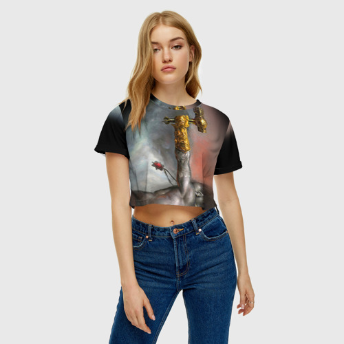 Женская футболка Crop-top 3D Разделитель, цвет 3D печать - фото 3