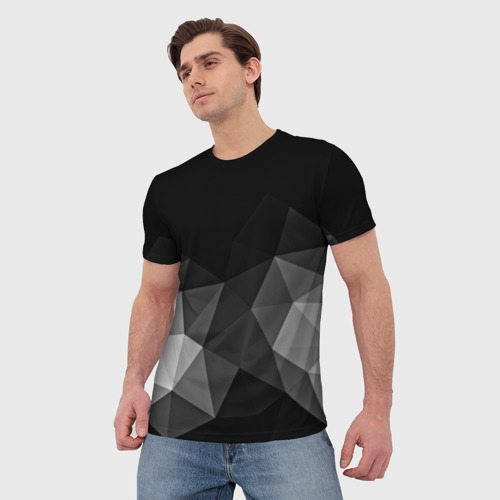 Мужская футболка 3D Abstract gray, цвет 3D печать - фото 3