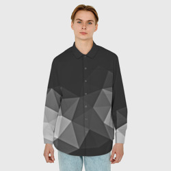 Мужская рубашка oversize 3D Abstract gray - фото 2