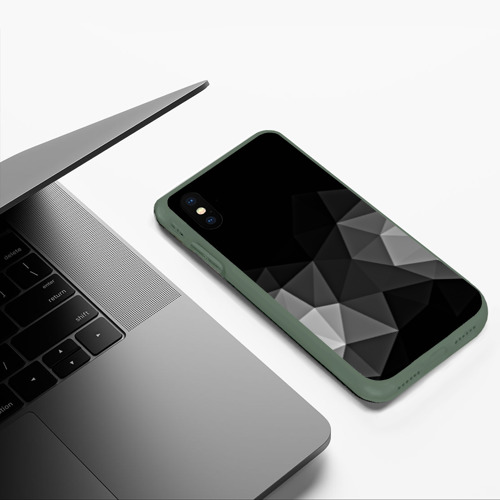 Чехол для iPhone XS Max матовый Abstract gray, цвет темно-зеленый - фото 5