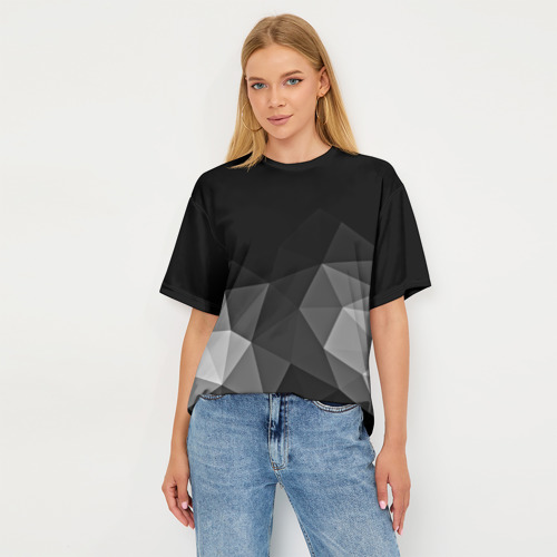 Женская футболка oversize 3D Abstract gray, цвет 3D печать - фото 5