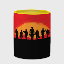 Кружка с принтом Red Dead Redemption 2 для любого человека, вид спереди №4. Цвет основы: белый + желтый