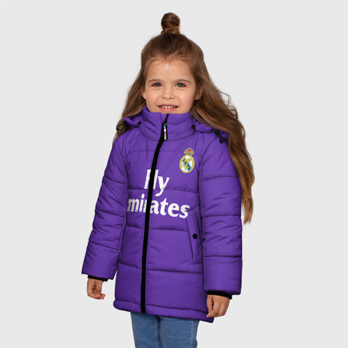 Зимняя куртка для девочек 3D Реал Мадрид, цвет черный - фото 3